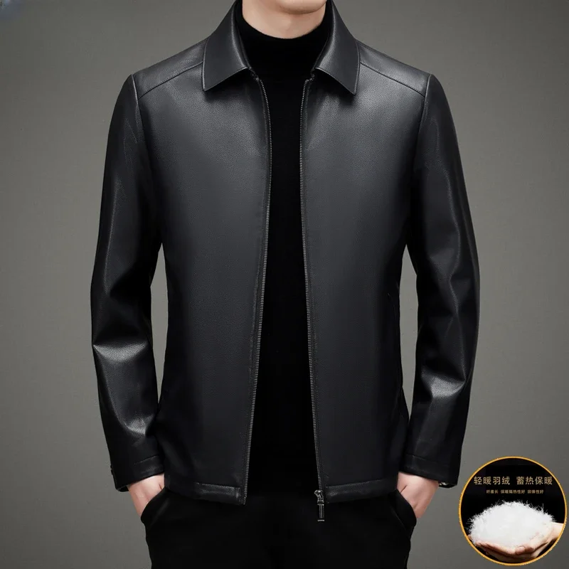 

Genuine Leather Jacket Men 90% White Duck Down Coats Warm Winter Leather Jackets for Men 2023 Fashion Male Coat Casaco Masculino