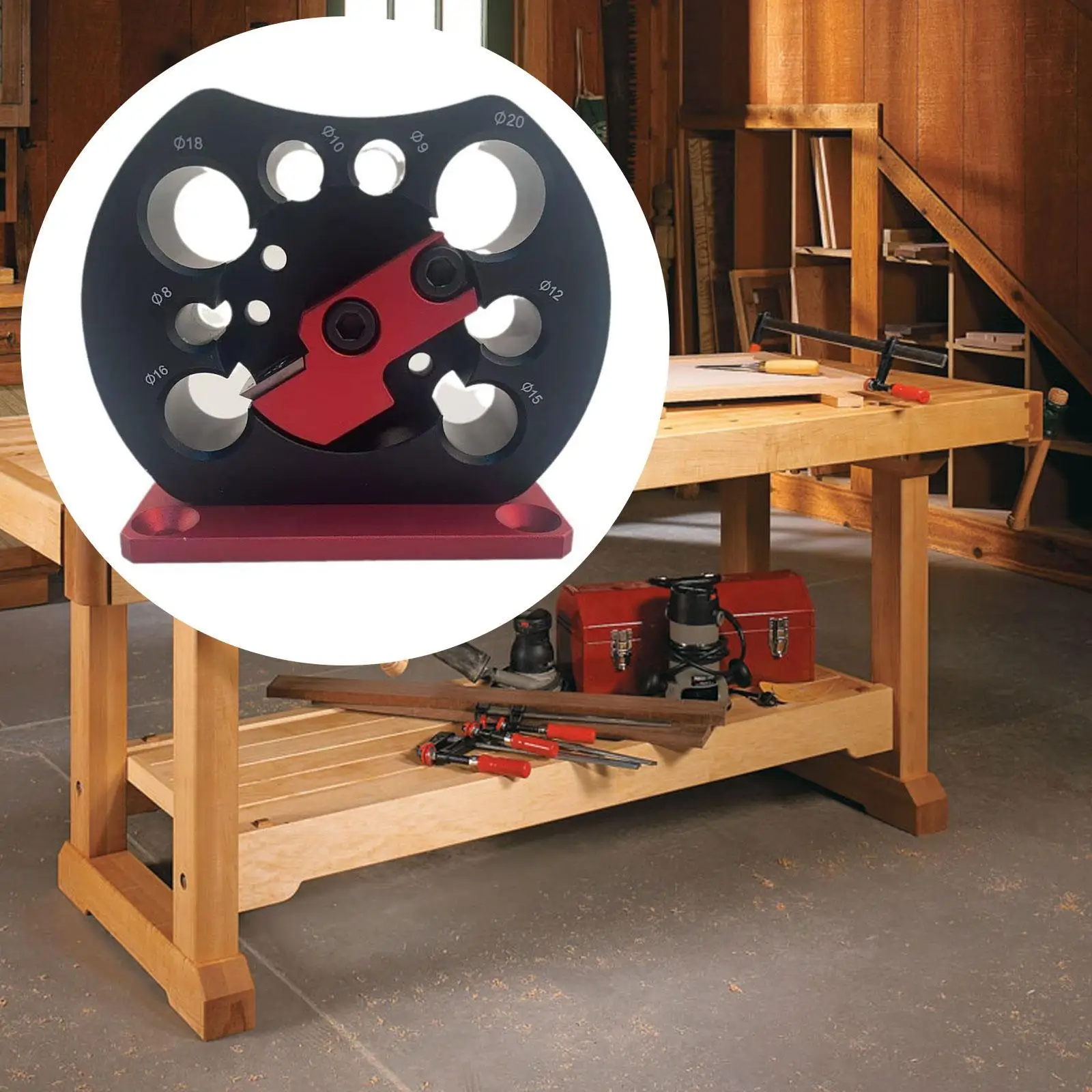 

8 Holes Adjustable Dowel Maker Jig Kit with Carbide Blade, Electric Drill Milling Dowel Round Rod Auxiliary Tool