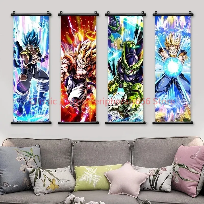 Dragon Ball Z Room Decor Poster Hot Blooded Anime Decorative Paintings Saiyan Scroll Picture Gotenks Vegeta Cartoon Wall Art Bar