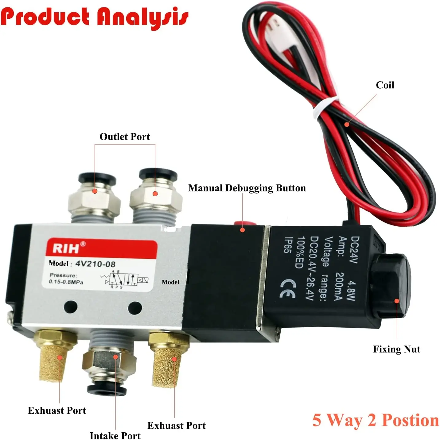 Airtac Model Pneumatic Valve Control Valve 4V210-08