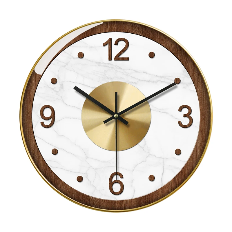 New Chinese-style log wind wave wall clock automatic watch living room home fashion light luxury mute