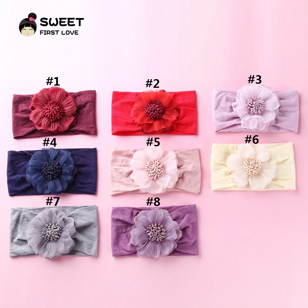 Chiffon Flower Baby Girls Headband Princess Children\'s Elastic Bands For Girl Hair Baby Accessories Newborn Photography Prop