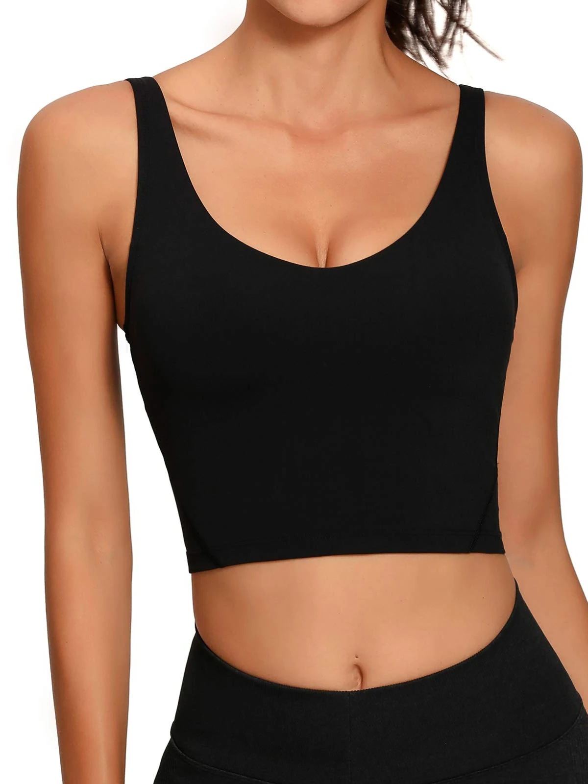 Womens' Sports Bra Longline Wirefree Padded with Medium Support Crop Tank Yoga Bras Workout Fitness Top