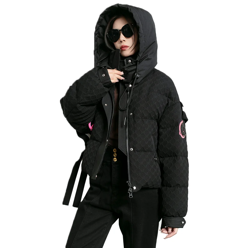 

Hooded Women's Short Down Coat With Removable Cap Collar, Warm Padded Top, Street Style, Ightweight Jacket, New, Fall, Winter,