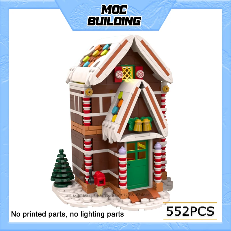 MOC اللبنات عيد الميلاد سلسلة الشتاء مدينة كوخ نموذج الإبداعية الرنة الثلوج شاحنة اللعب لتقوم بها بنفسك تجميع الطوب هدايا عيد الميلاد #5