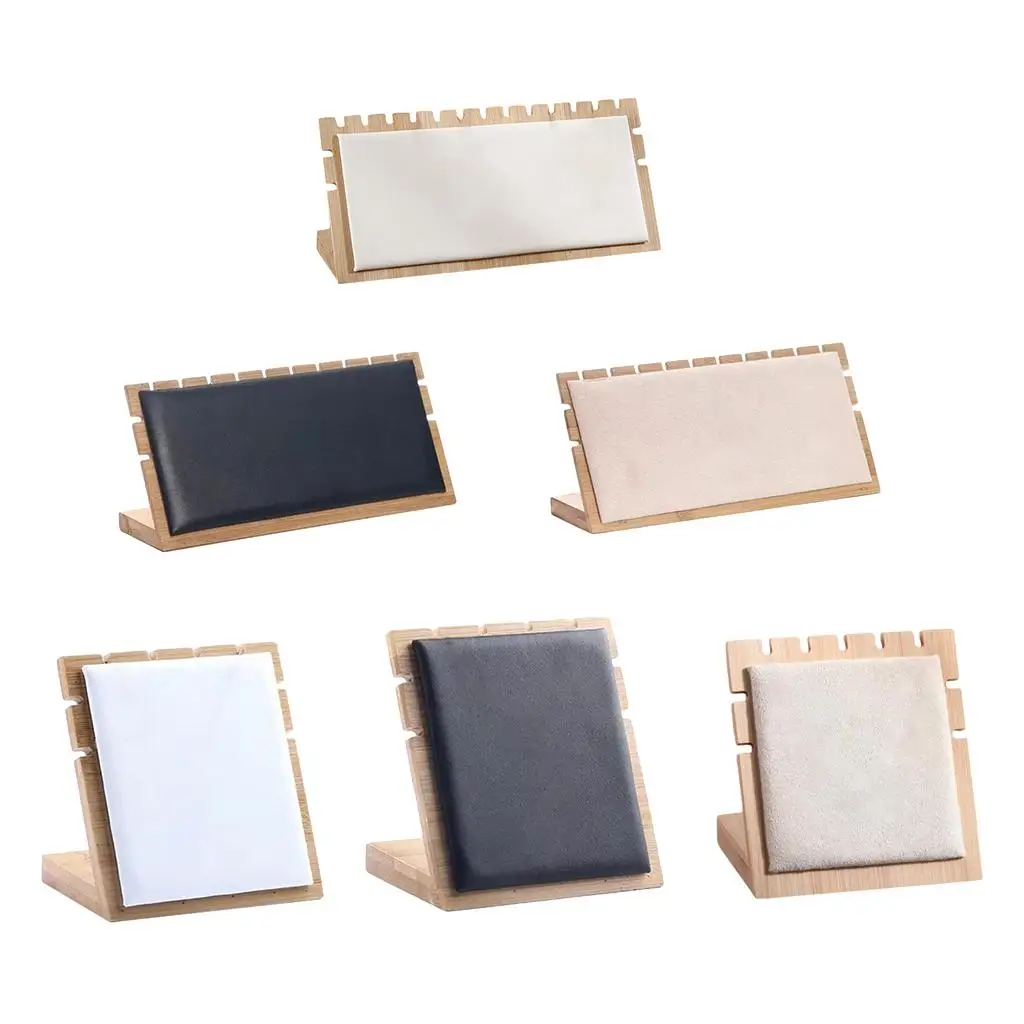 

Bamboo Wood Jewelry Display Stand Box Frame Plate Necklace Storage Showcase Holder Pendant Long for Shop Home