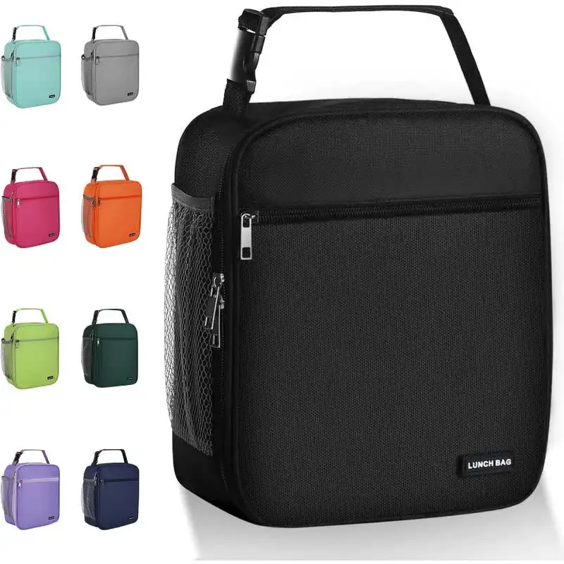 Lunch bag for men women Large capacity Reusable Lunch bags Insulated(Black)