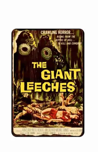 The Giant Leeches Horror Film  Metal Tin Sign  8 x 12 Scary Movie Poster