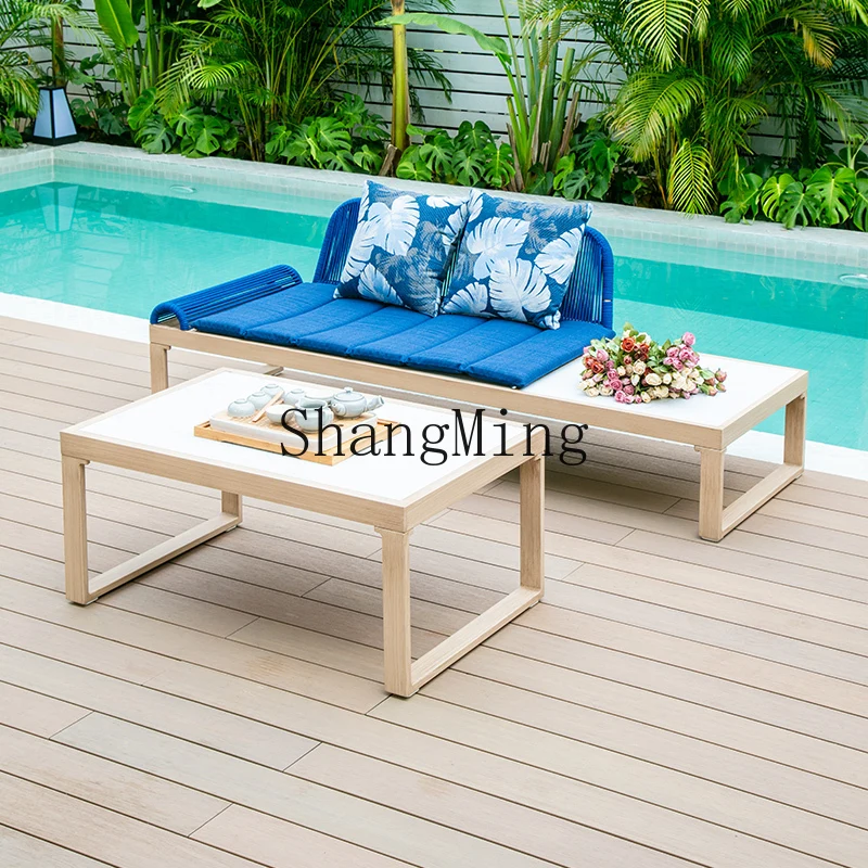 

HJ Balcony Outdoor Lounger Courtyard Outdoor Lazy Princess Chair Swimming Pool Outdoor Leisure Rattan Sofa Bed