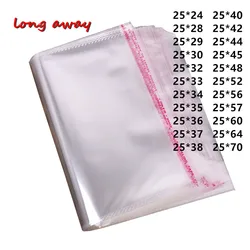 100pcs Width 25cm Clear Self Adhesive Cellophane Packing Bags Transparent LARGE Self Sealing Plastic Package Storage Poly Bag