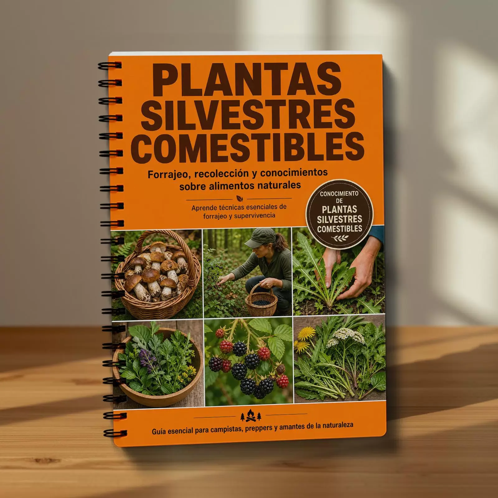 Spanish Version Wild Edible Plants Notebook Foraging Guide Journal, Outdoor Survival Skills & Plant Identification Notebook