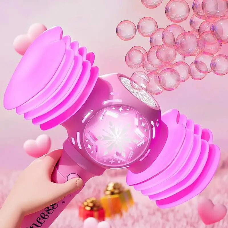 Hammer Bubble Machine With Lights Automatic Bubble Blower Machine In Hammer Shape Cartoon Bubble Maker Toys Reusable Outdoor