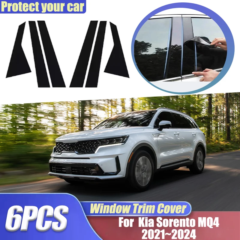 For Kia Sorento Accessories MQ4 MK4 2021 2022 2023 2024 2025 Window Trim Cover B C Center Column Pillar Film Sticker Accessories