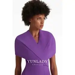 YUNLAN Luxury Purple Cape Sleeve Mother of the Bride Formal Evening Dress 2024 Saudi Arabia Wedding Guest Sky Blue Party Dress