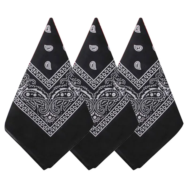 Hip Hop Cowboy Paisley Schal Großer Bandana-Kopf Quadratischer Schal Herren Damen 55x55cm Schwarz Rot Weiß