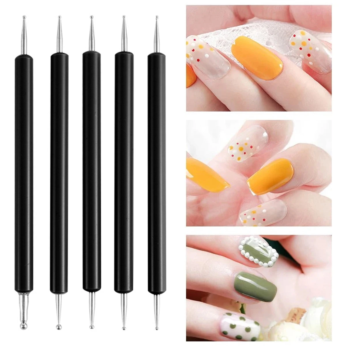 Ball Embossing Stylus 5 Pack Embossing Tracing Pen Metal Score Tracing Pen Nail Dotting Tool for DIY Nail Design Transfer Painti