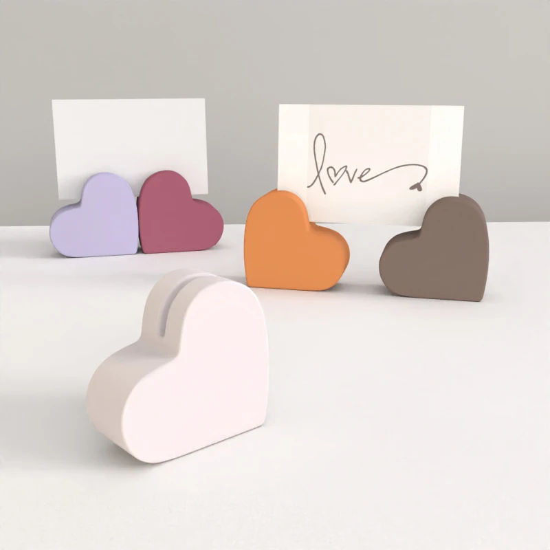 pinkmore Mold Heart shape Card clip Silicone Mold Cement Office Decoration card clip mold Card Supports silicone molds