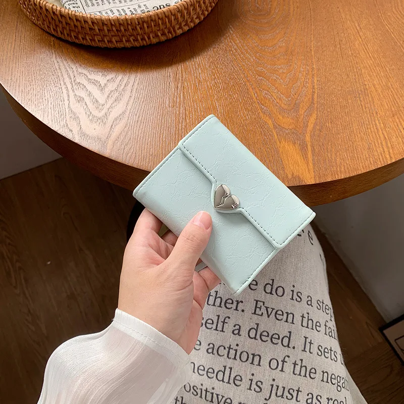 محفظة نسائية محافظ صغيرة جديدة من جلد البولي يوريثان بسيطة على الموضة للسيدات محفظة قصيرة متعددة البطاقات للطالبات المراهقات #5