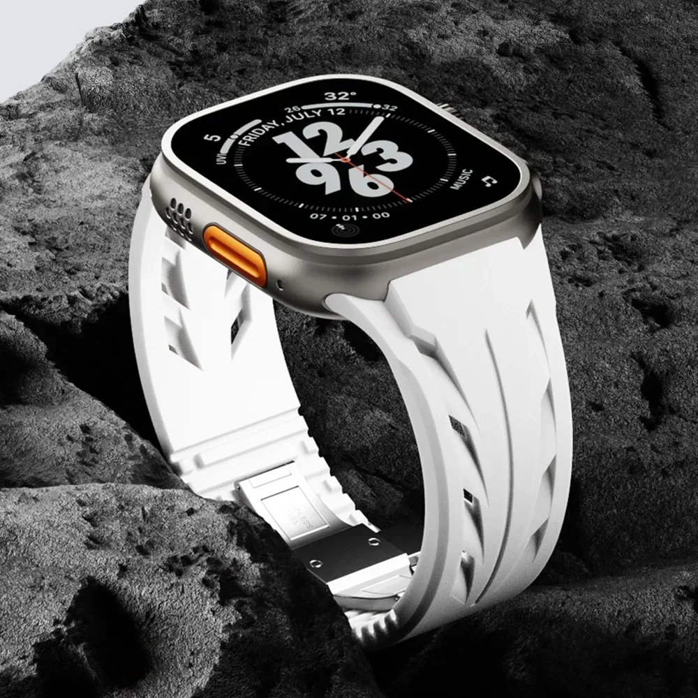 Cut To Size Band for Apple Watch Ultra 2 49mm 45mm 44mm 42mm Sports Rubber Strap for IWatch Series 9 8 7 6 5 Se Luxury Bracelet image 4