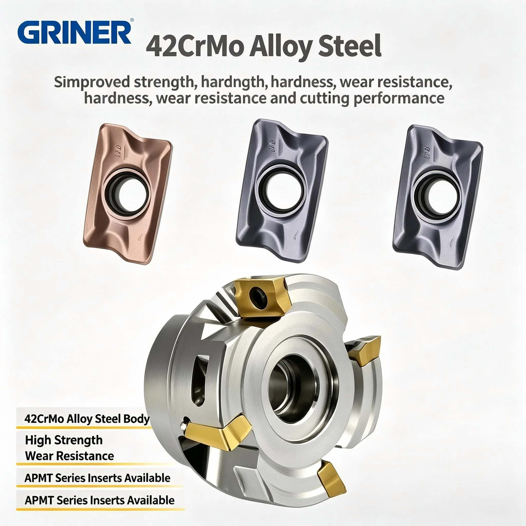 APKT170508 Insert for quick feed to the cutter head. TFM90 series CNC quick feed cutter head with a diameter of 50-160mm.