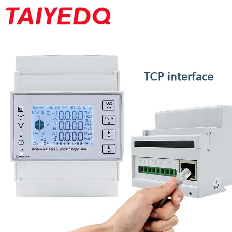 Medidor de Energia Multi-function Medidor de Consumo Elétrico Modbus Tcp Fonte de Alimentação ac Instalação Trifásica Din Rail Tac4371ct