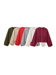 Oversized Soft Bomber Jacket for Women, Long Sleeve Coat, Front Zipper, Female Outerwear, Chic Tops, Fashion
