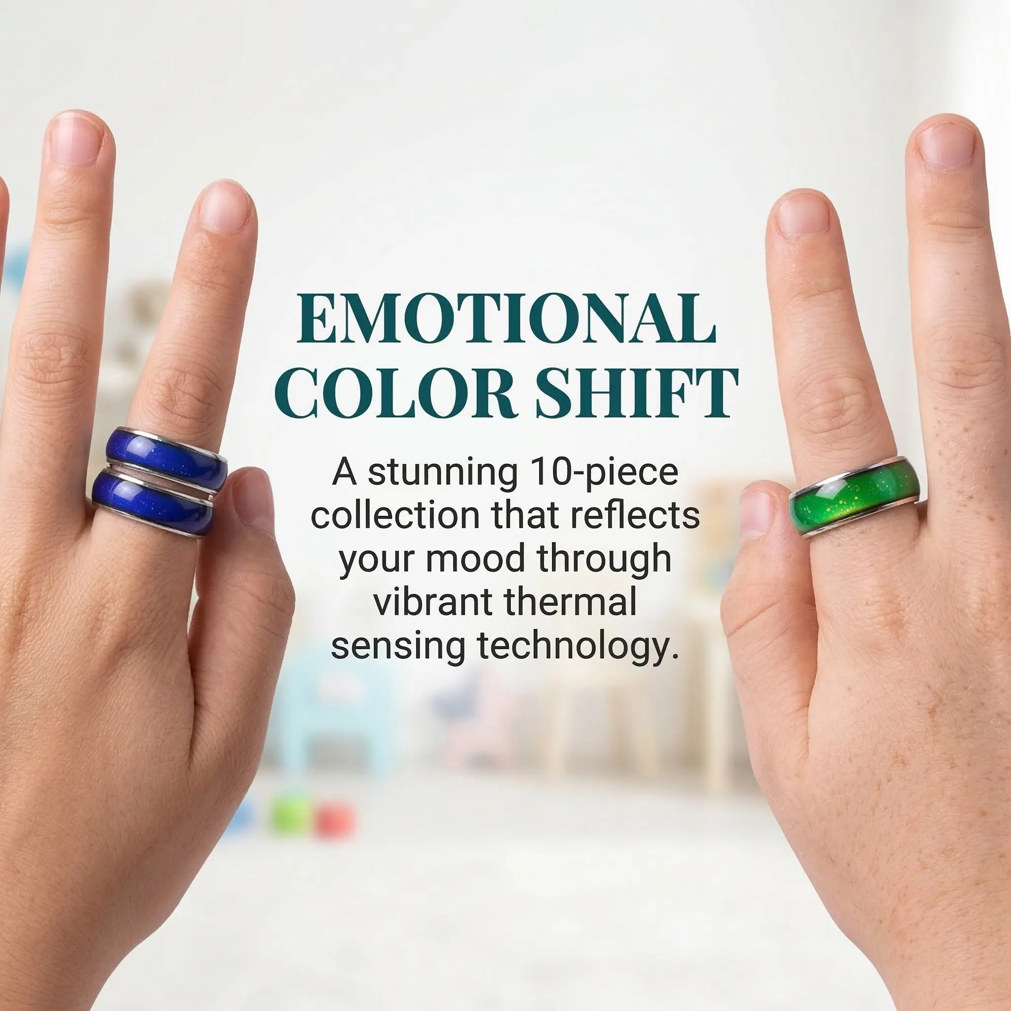 10Pcs Color Changing Mood Rings for Kids Temperature Sensitive Birthday Party Favors Comfortable 17Mm Inner Diameter