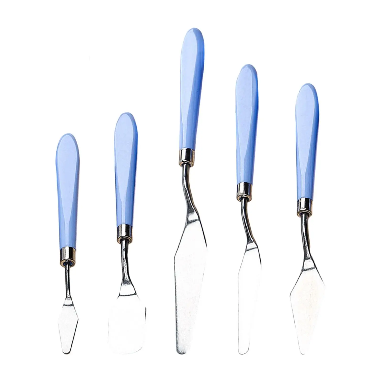 Durable Stainless Steel Palette Knife Set Art Scraper with PP Handle 5 Sizes for Oil Painting Acrylic Watercolor Canvas Mixing