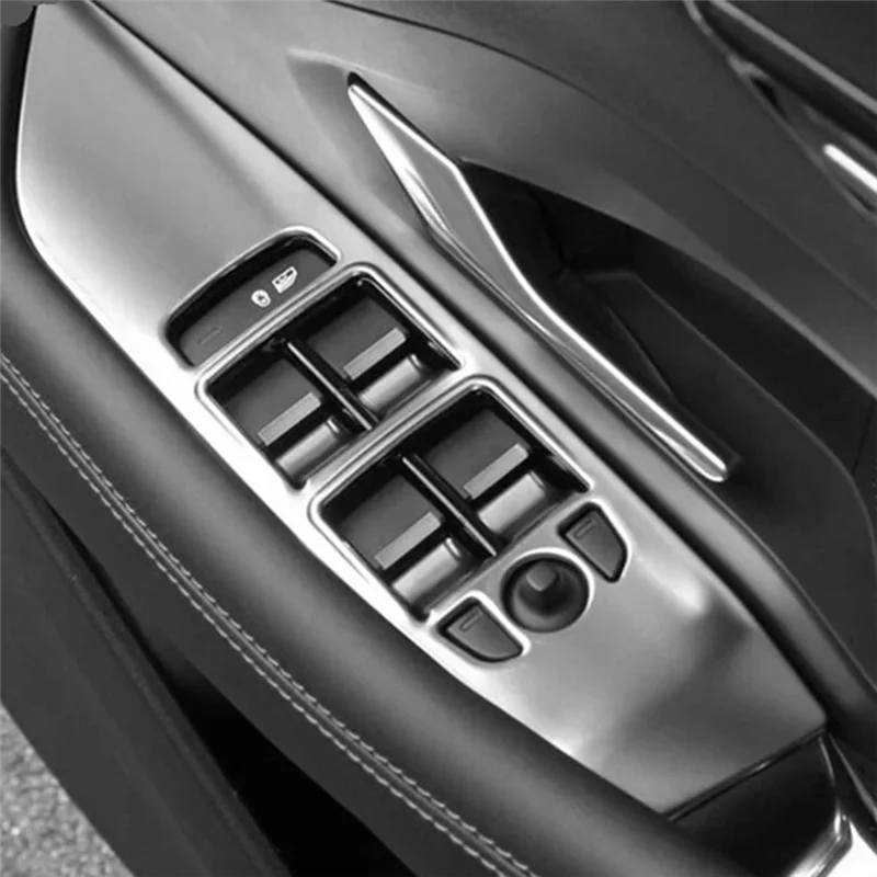 Image of Auto Fenster Schalter Lift Panel Trim Tür Armlehnen Panel Auto Innen Zubehör Für Jaguar E-Pace 2018-2023 Silber
