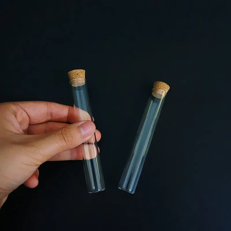 Tube à Essai en Verre à Fond Plat, Dimensions de 15x100 mm, Bouchons de Liège, Faire des Test, 24 Pièces par Lot