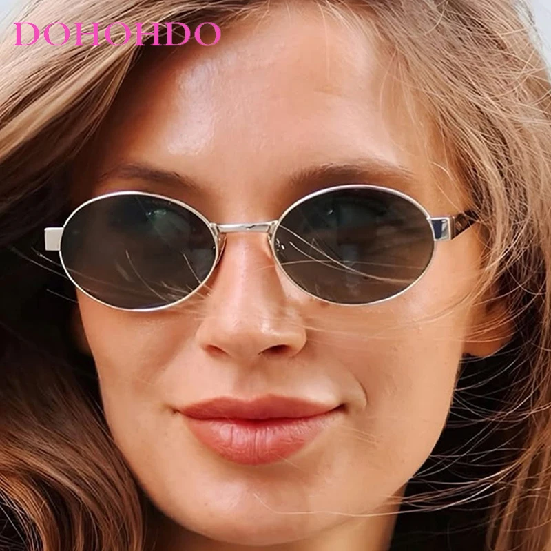 

Luxury Designer Retro Small Oval Women Men Sunglasses Hip Hop Punk Trendy Sun Glasses Travel Driving Fishing Shades Male UV400