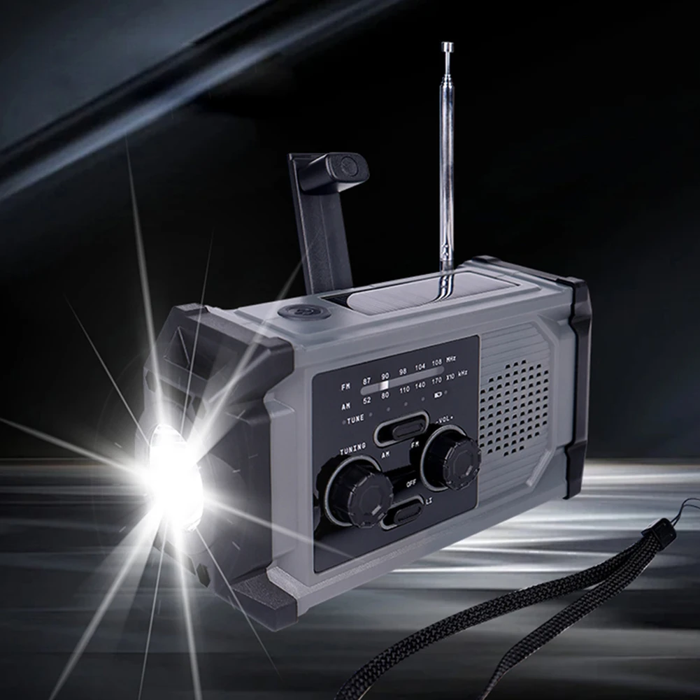 Hand Crank Emergency Radio Solar Powered Radio with LED Flashlight SOS Alarm Portable Radio for Indoor Outdoor Emergencies