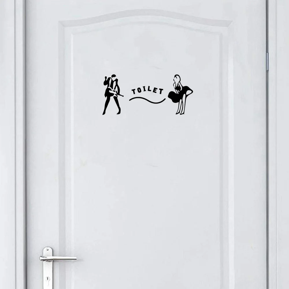 1pc Toilet label sticker Cartoon WC wall decoration Vinyl Mural Decal Home Decor Self adhesive DIY Wall Sticker