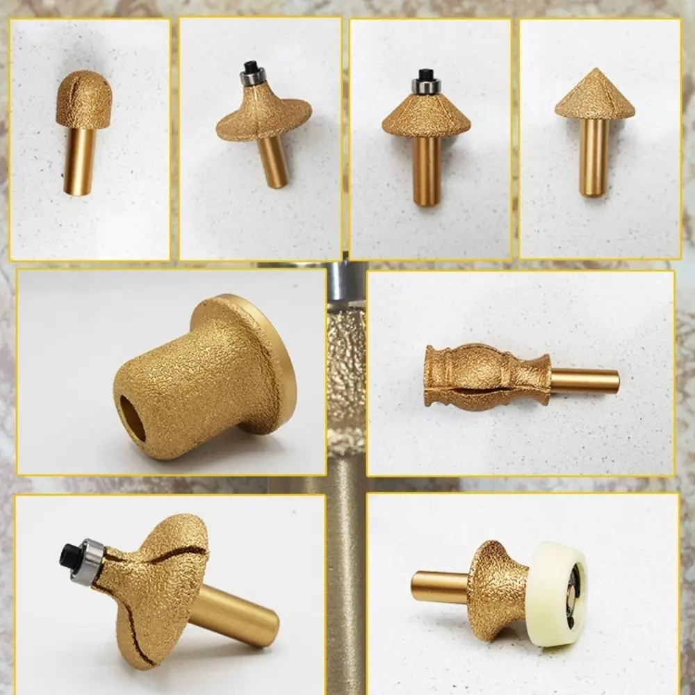 New R5/R8/R10 Brazed Diamond Router Bits Granite Marble Vacuum Engraving Tools Carving Tools Stone Edge Drill Bits