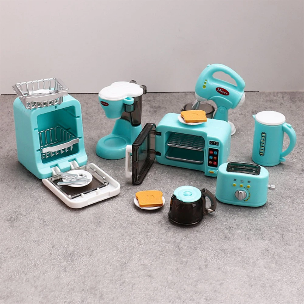 Electrodomésticos de cocina en miniatura 1:12, cafetera, batidor de huevos, máquina para hacer pan, horno, Mini comida, modelo de casa de muñecas DIY, accesorios, juguete de regalo