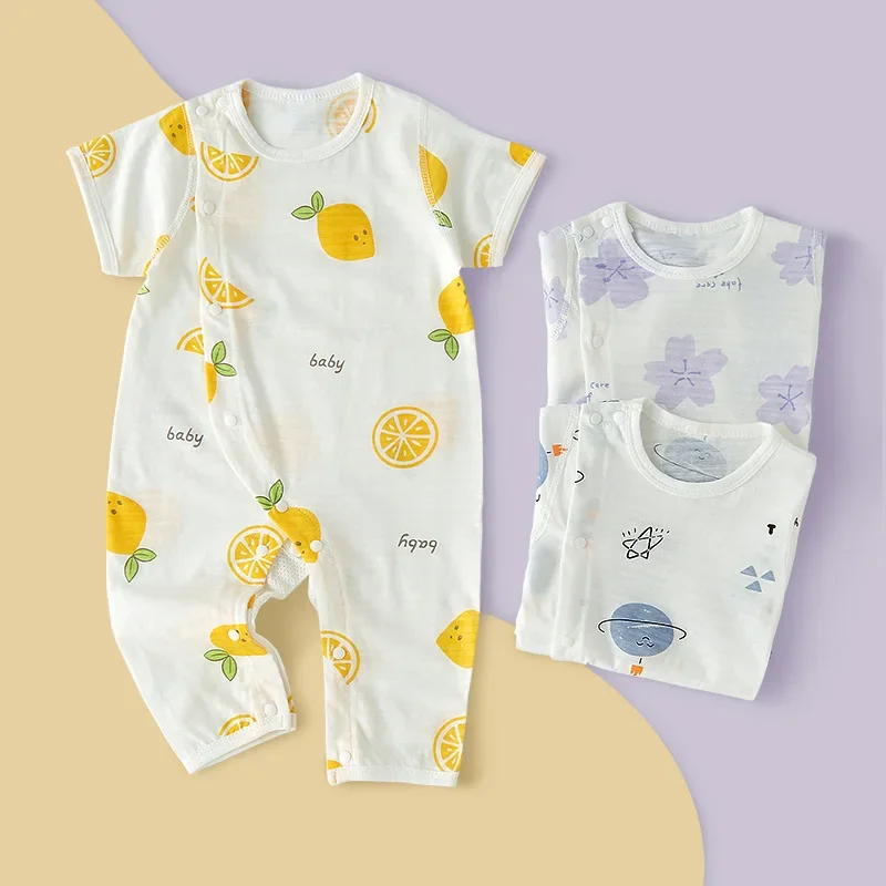 

Baby Onesie Summer Thin Baby Short-sleeved Trousers Romper Pure Cotton Newborn Air-conditioned Clothes Summer Pajamas