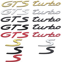 1pcs 3D small S GTS turbo ABS Car rear English logo sticker Rear Bumper tail door trunk Emblem styling Accessories