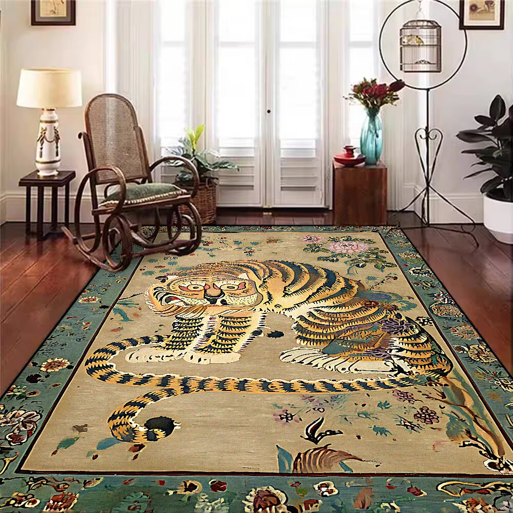 Home Decoration Luxury Retro Persian Style Carpet for Living Room Big Size Tiger Pattern Non-slip Mat for study Lounge Decor Rug