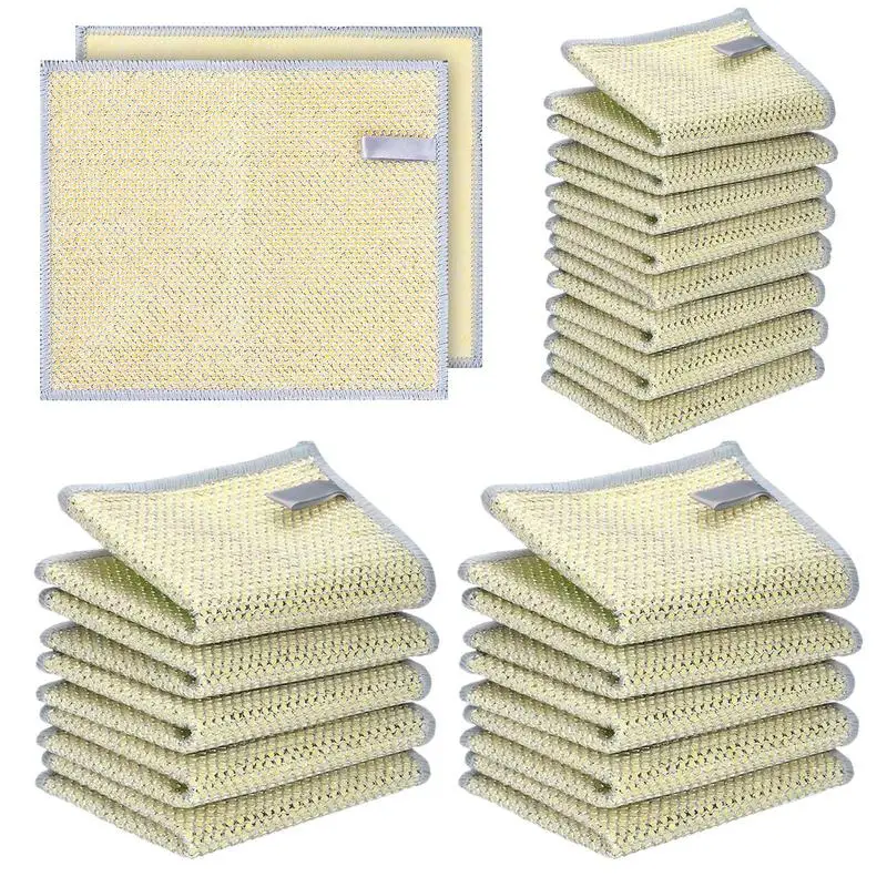 Wire Dishwashing Rag Steel 20 Pieces Wire Cleaning Washing Cloth No Scratches Wire Cleaning Cloth Double-Sided Dish Rags For