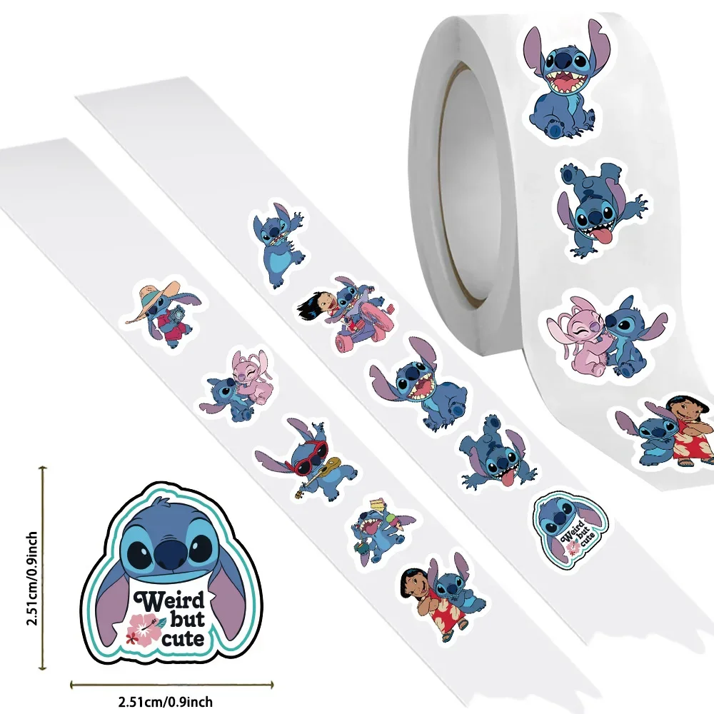 Kawaii 500pcs Disney Stitch Diy Stickers Anime Seal Label Decorative Cartoon kids Party candy Stickers Rolls Stickers Toys