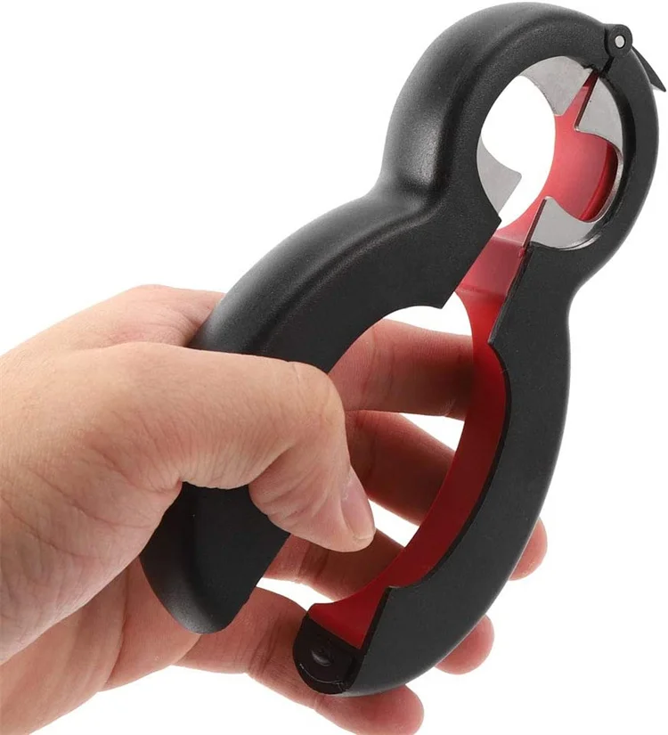 LMETJMA Multifunctional 6 in 1 Can Opener Simple Beer Bottle Opener Jar Gripper Can Beer Lid Twist Off Opener JT05