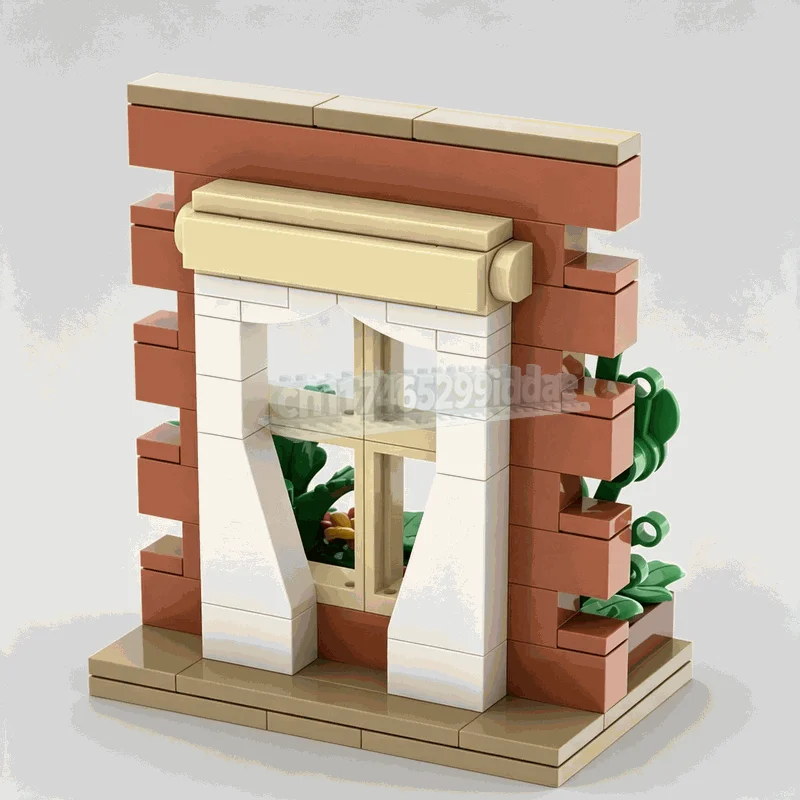 129PCS Flower Garden Window View Building Blocks Botanical Wall Scene DIY Assembly Model Home Decoration Creative Display Gift