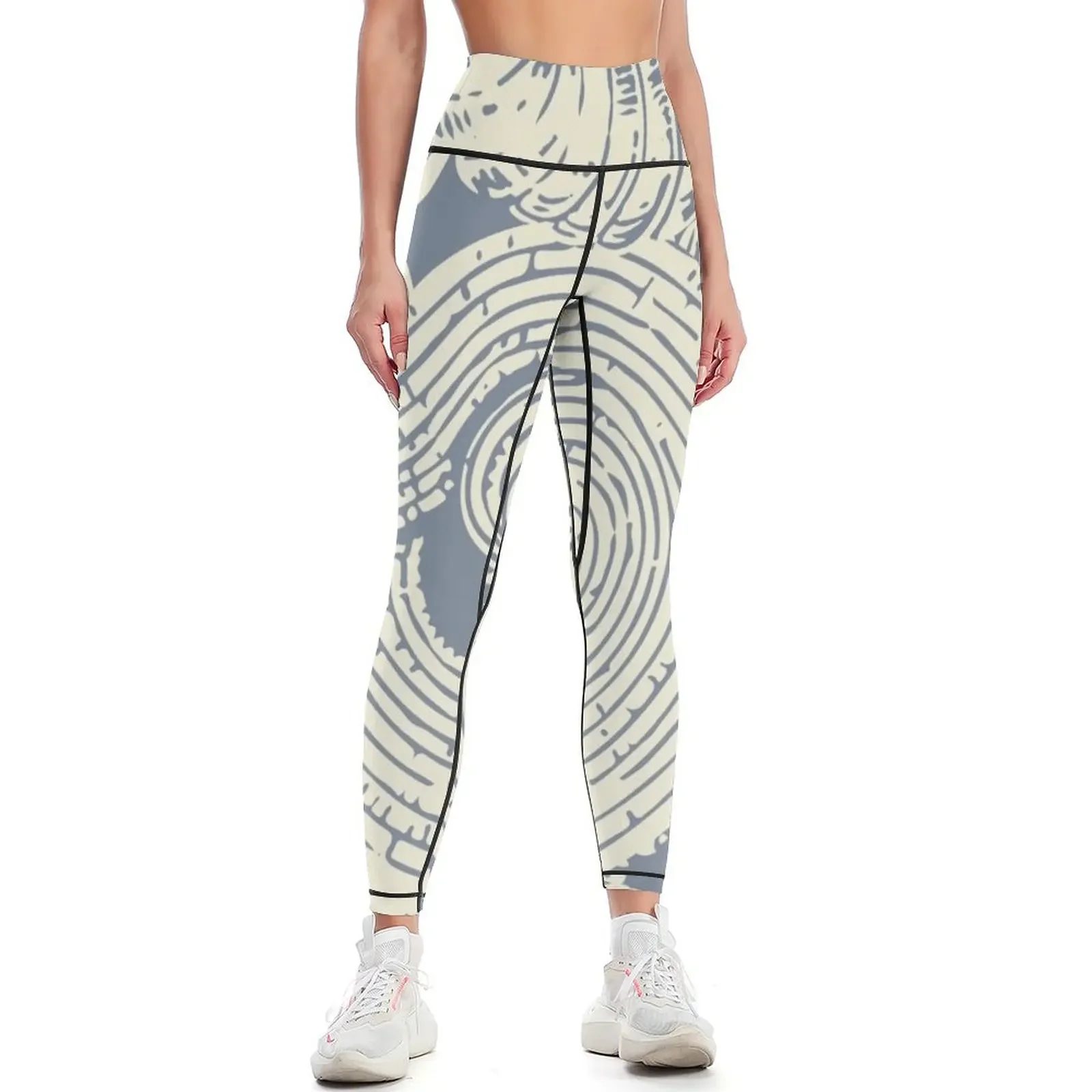 

Shells and Swirls, Cool gray and cream Leggings joggers for Training pants Fitness woman Fitness's gym clothes Womens Leggings