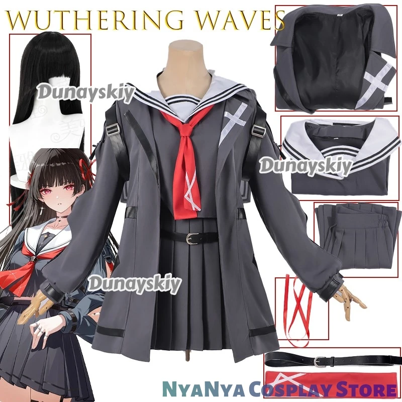 

Wuthering Waves Chisa Cosplay disfraz Set For Women School Uniform Jk Skirt Anime Character Outfit Halloween Kawaii Christmas