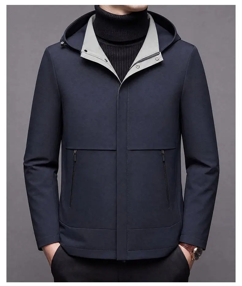 Hochwertige Herren-Freizeitjacken mit Kapuze 2026 Frühling Herbst Outdoor Reißverschluss-Windbreaker Tägliche Kleidung Lockere Einfarbige Mäntel – Detail 10