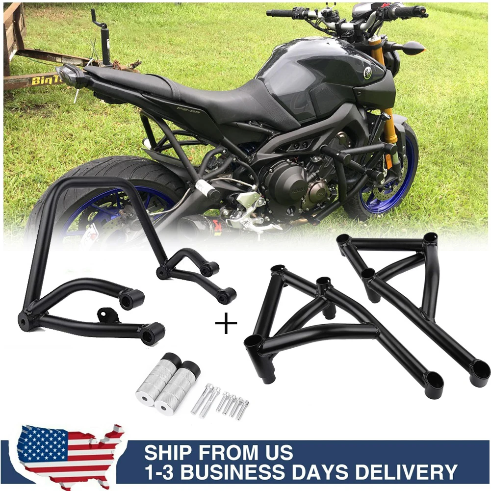 Avant Arrière Crash Bar Moteur Garde Stunt Sous-Cage Passager Peg Pour Yamaha MT09 FZ09 trucs FZ 09 ugger MT-09 FZ-09 13 2014 2015 2016