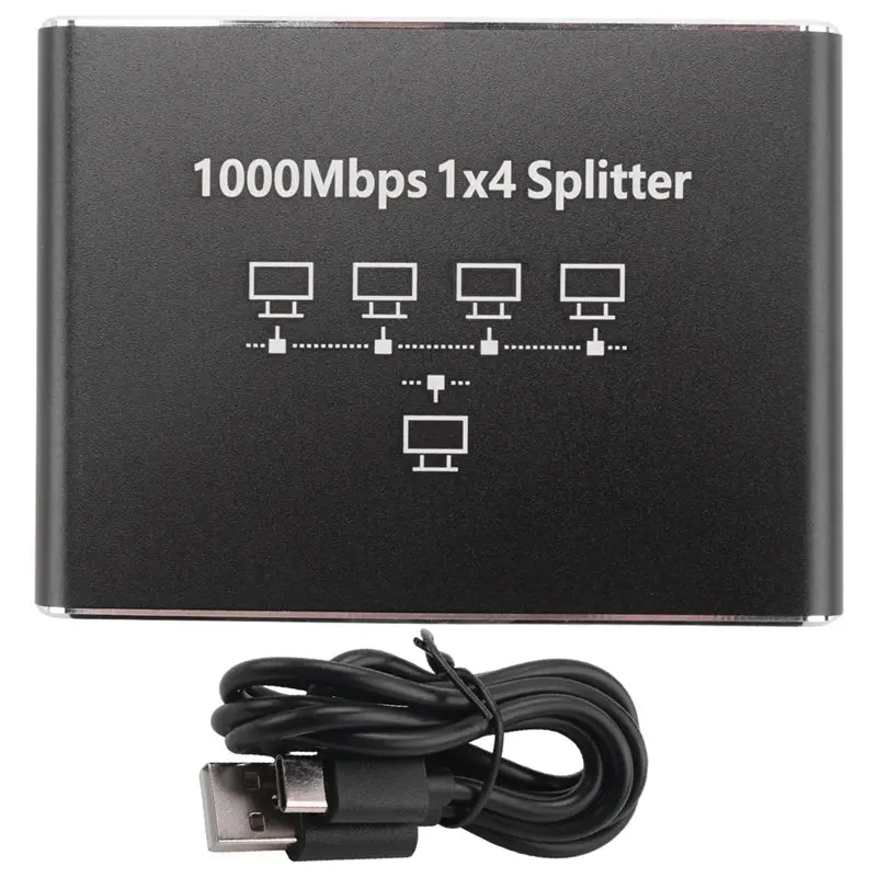 Gigabit Network Splitter 1-To-4 Network Cable Splitter RJ45 Network Port Ethernet Splitter Suitable For PC Laptops-AEF7