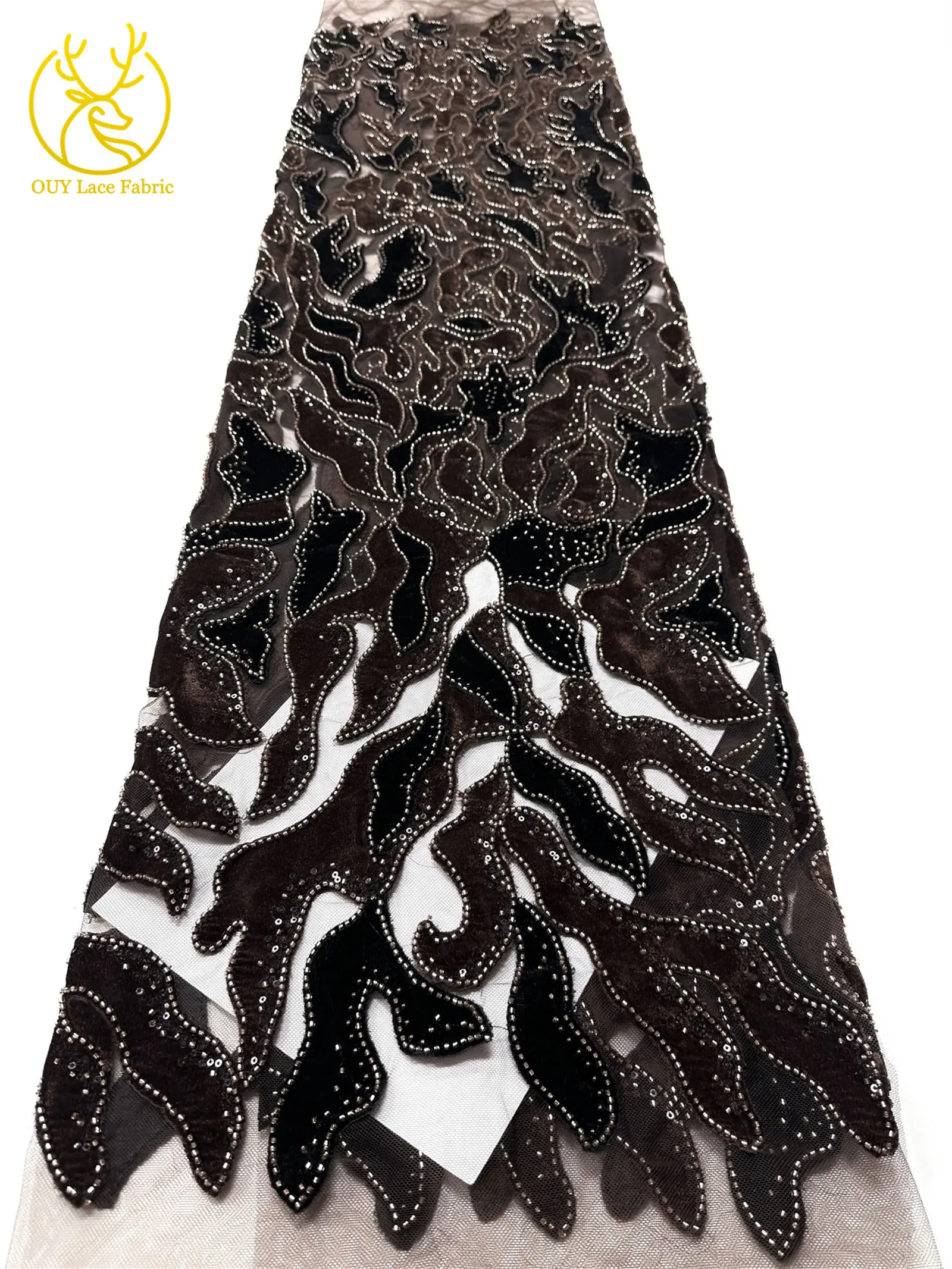 Roter Samtstoff mit Perlen und Pailletten, Spitzenstoff 2026, eleganter bestickter Tüllstoff für Bräutigam, französisches Hochzeitskleid, Abendkleid, zum Nähen, 5 Yards – Detail 23