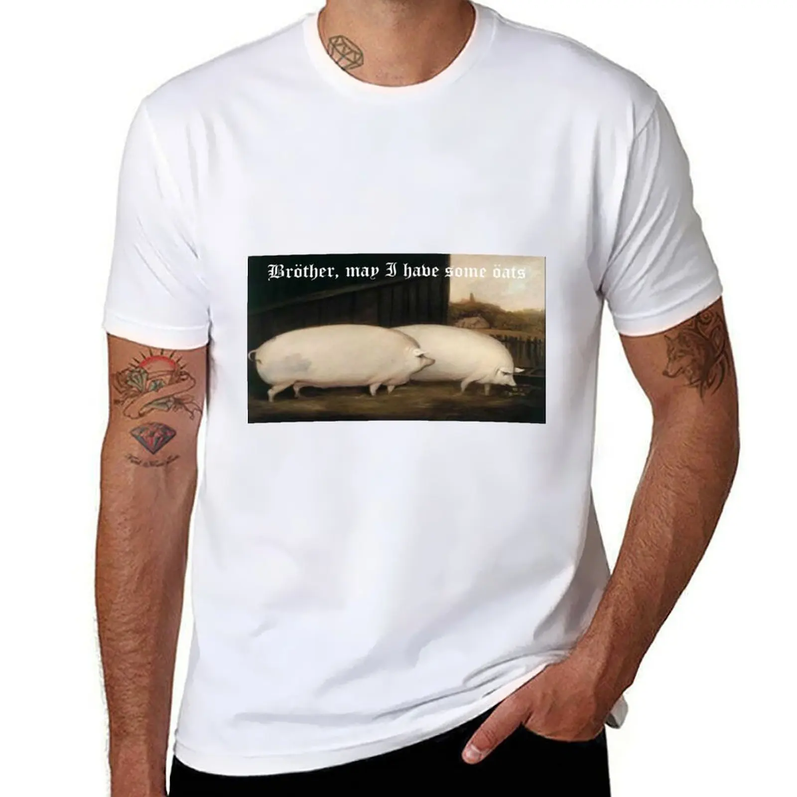 Brother, may I have some Oats? Pig Meme T-Shirt t shirts for man graphic funny mens graphic t shirts T-Shirt