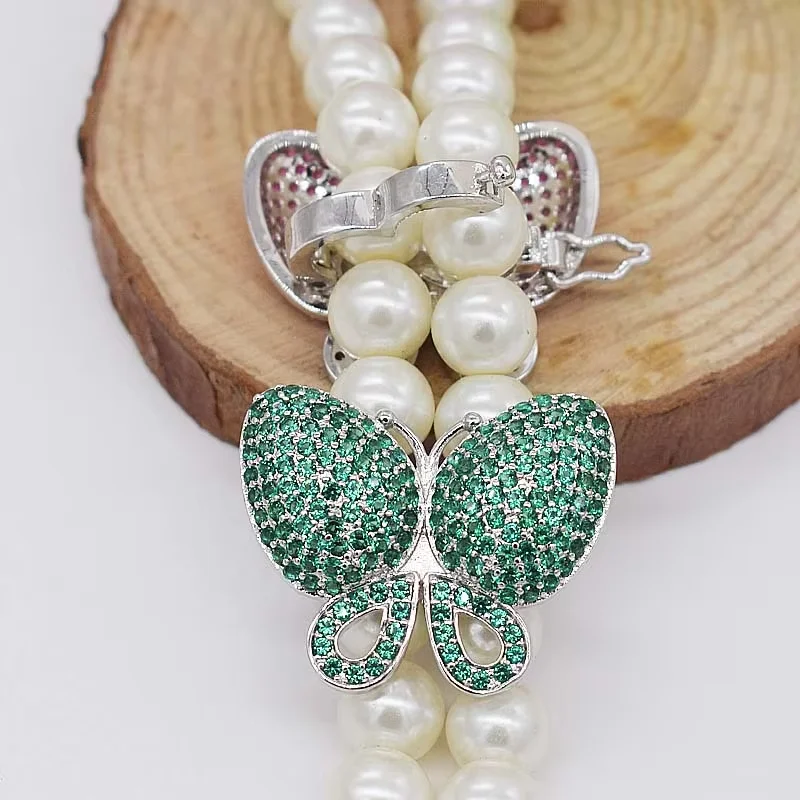 2 pcs Cubic Zircon Micro pave butterfly fixed interlayer clasp clip double connector DIY Jewelry Findings